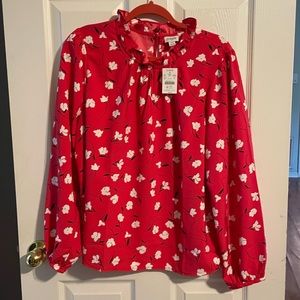 NWT JCREW red floral blouse